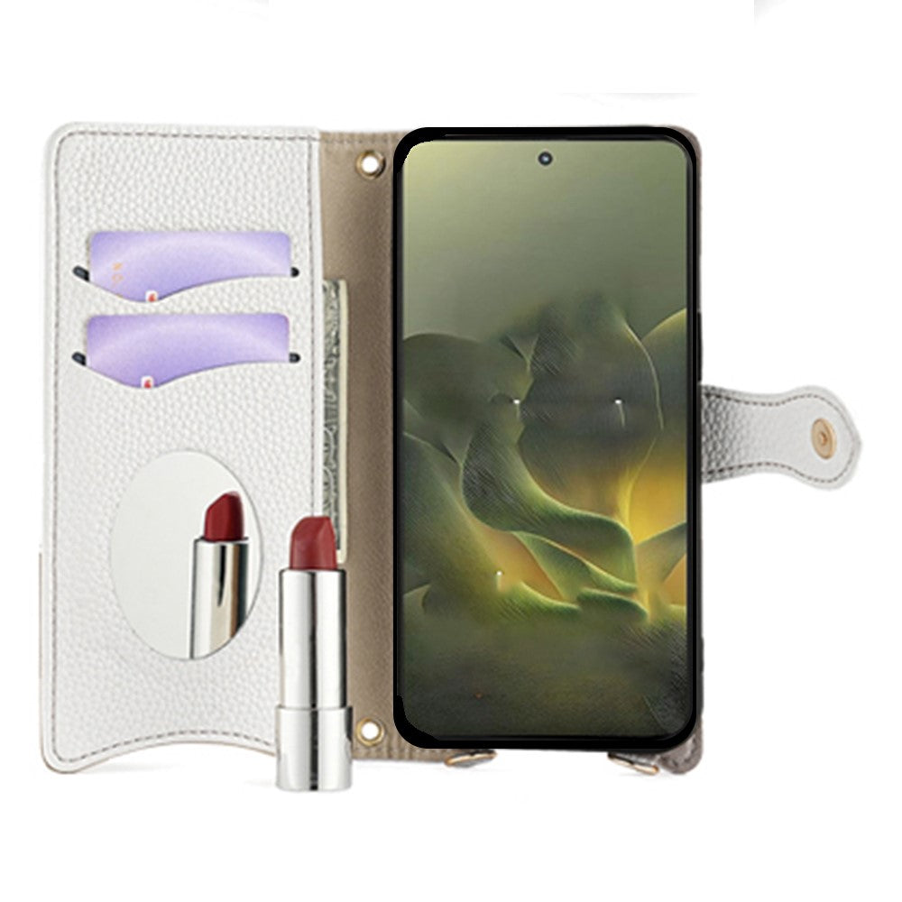 For Motorola Edge 70 5G Leather Case Wallet Stand Cover Irregular Tail Style with Chain Strap - White