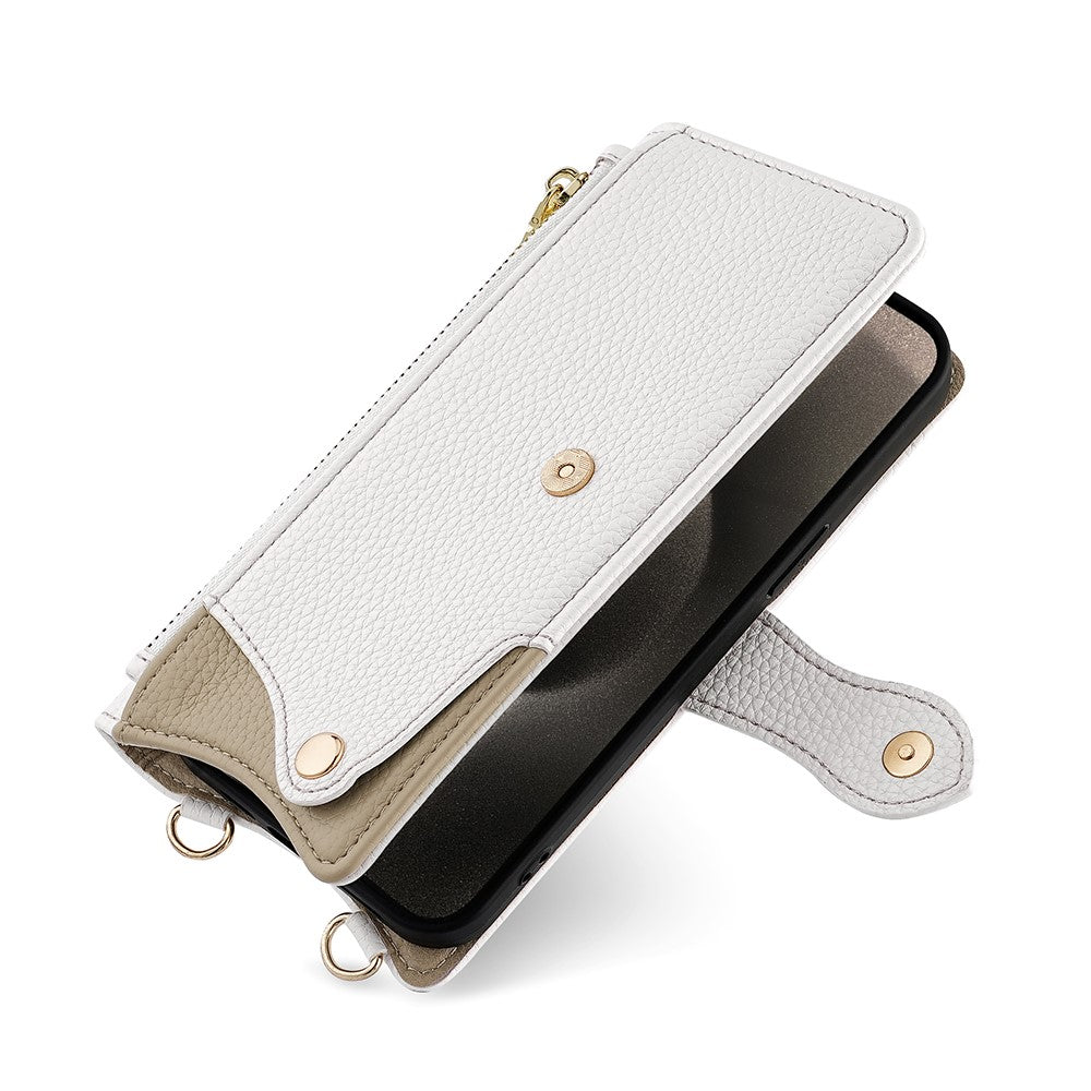 For Motorola Edge 70 5G Leather Case Wallet Stand Cover Irregular Tail Style with Chain Strap - White