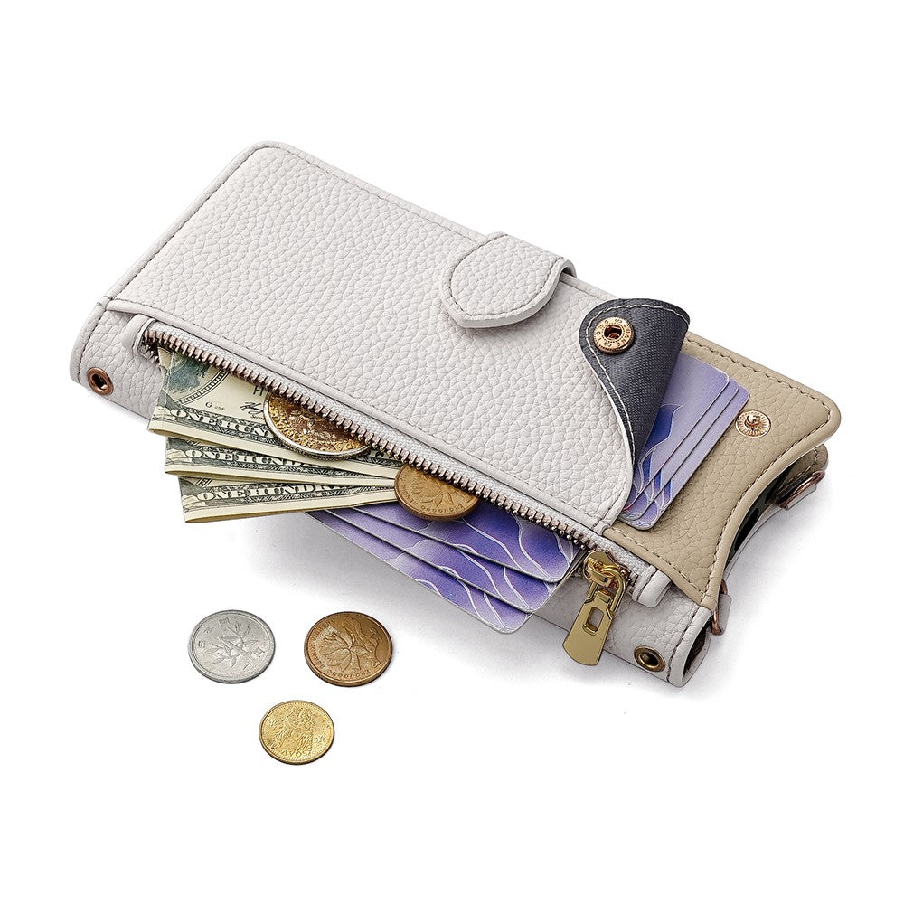 For Motorola Edge 70 5G Leather Case Wallet Stand Cover Irregular Tail Style with Chain Strap - White