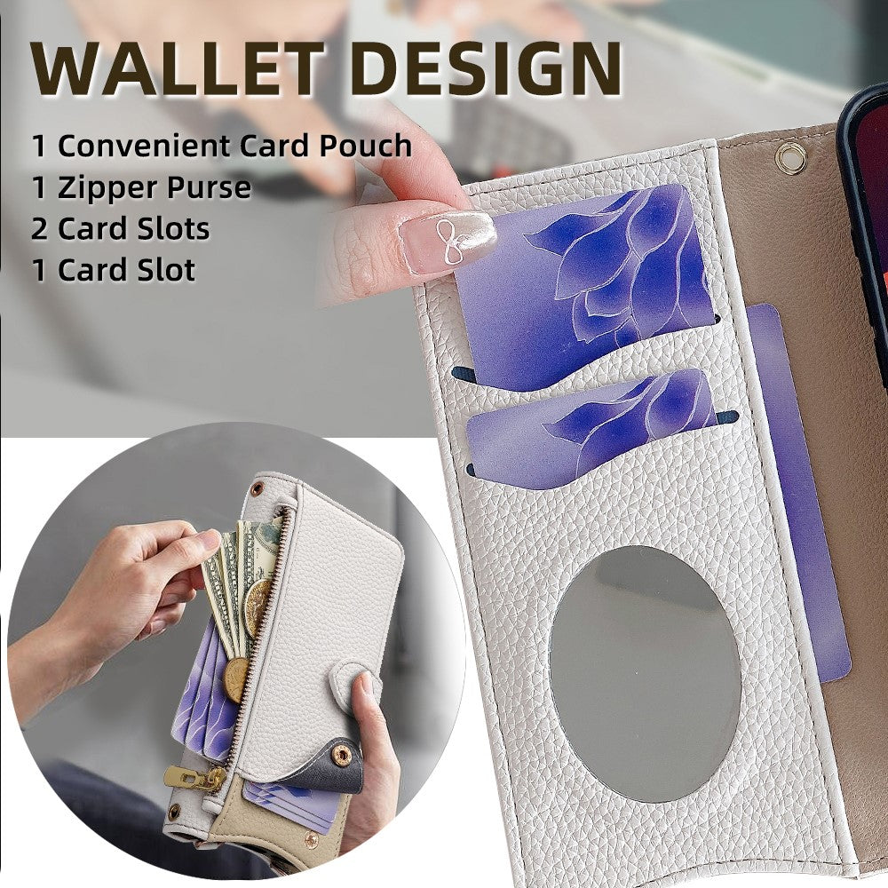 For Motorola Edge 70 5G Leather Case Wallet Stand Cover Irregular Tail Style with Chain Strap - White