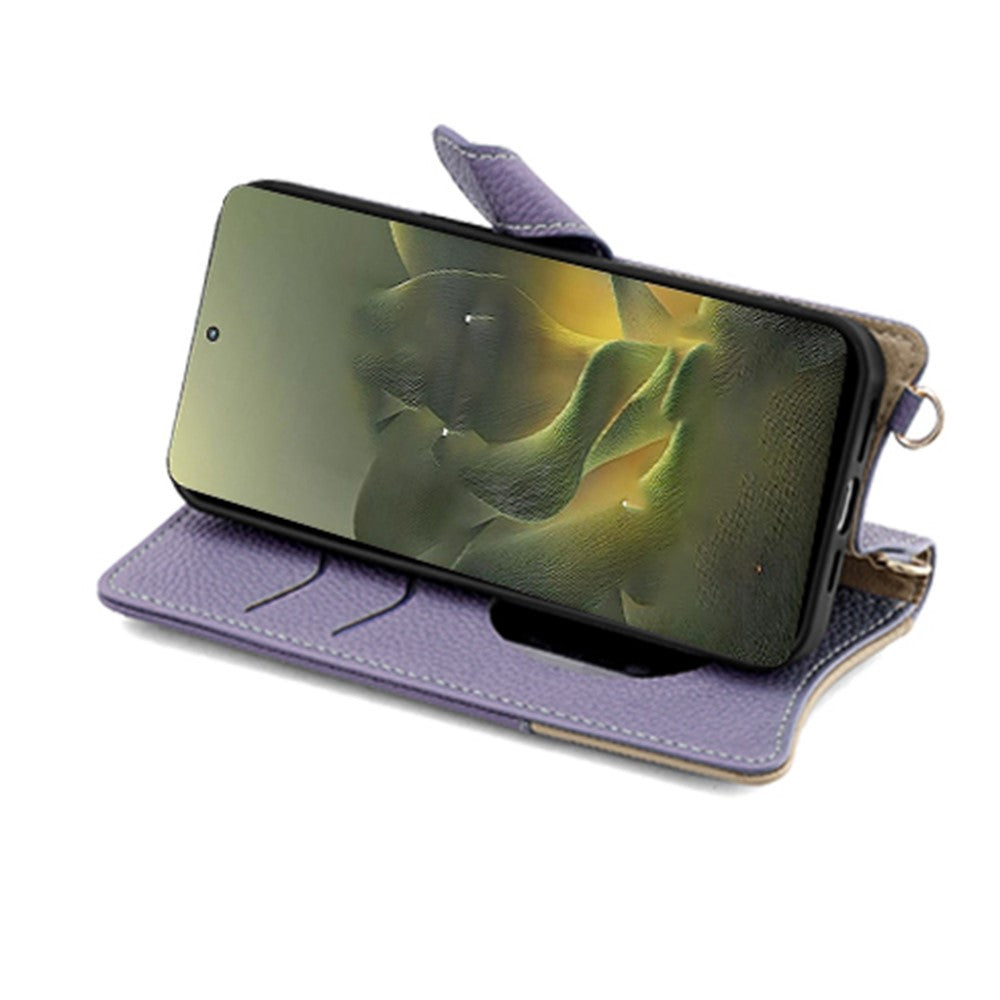 For Motorola Edge 70 5G Leather Case Wallet Stand Cover Irregular Tail Style with Chain Strap - Purple