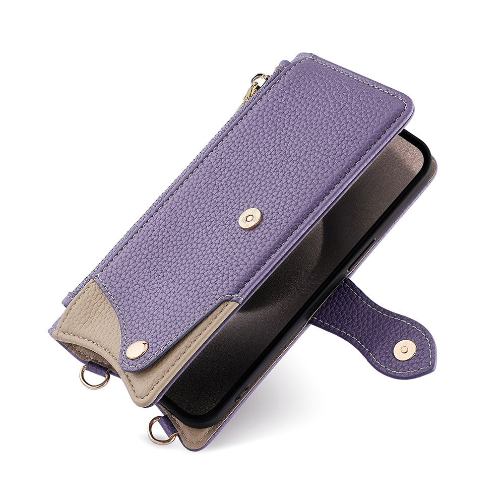 For Motorola Edge 70 5G Leather Case Wallet Stand Cover Irregular Tail Style with Chain Strap - Purple