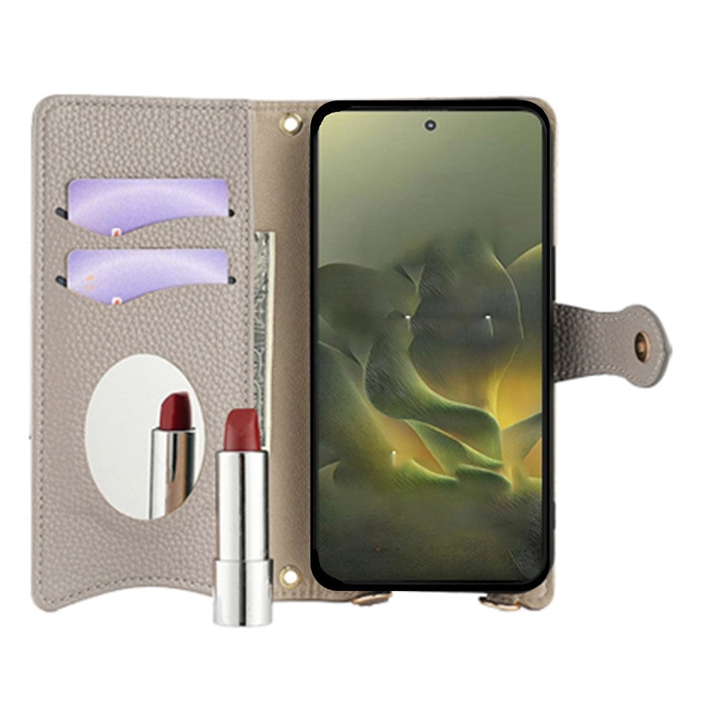 For Motorola Edge 70 5G Leather Case Wallet Stand Cover Irregular Tail Style with Chain Strap - Grey