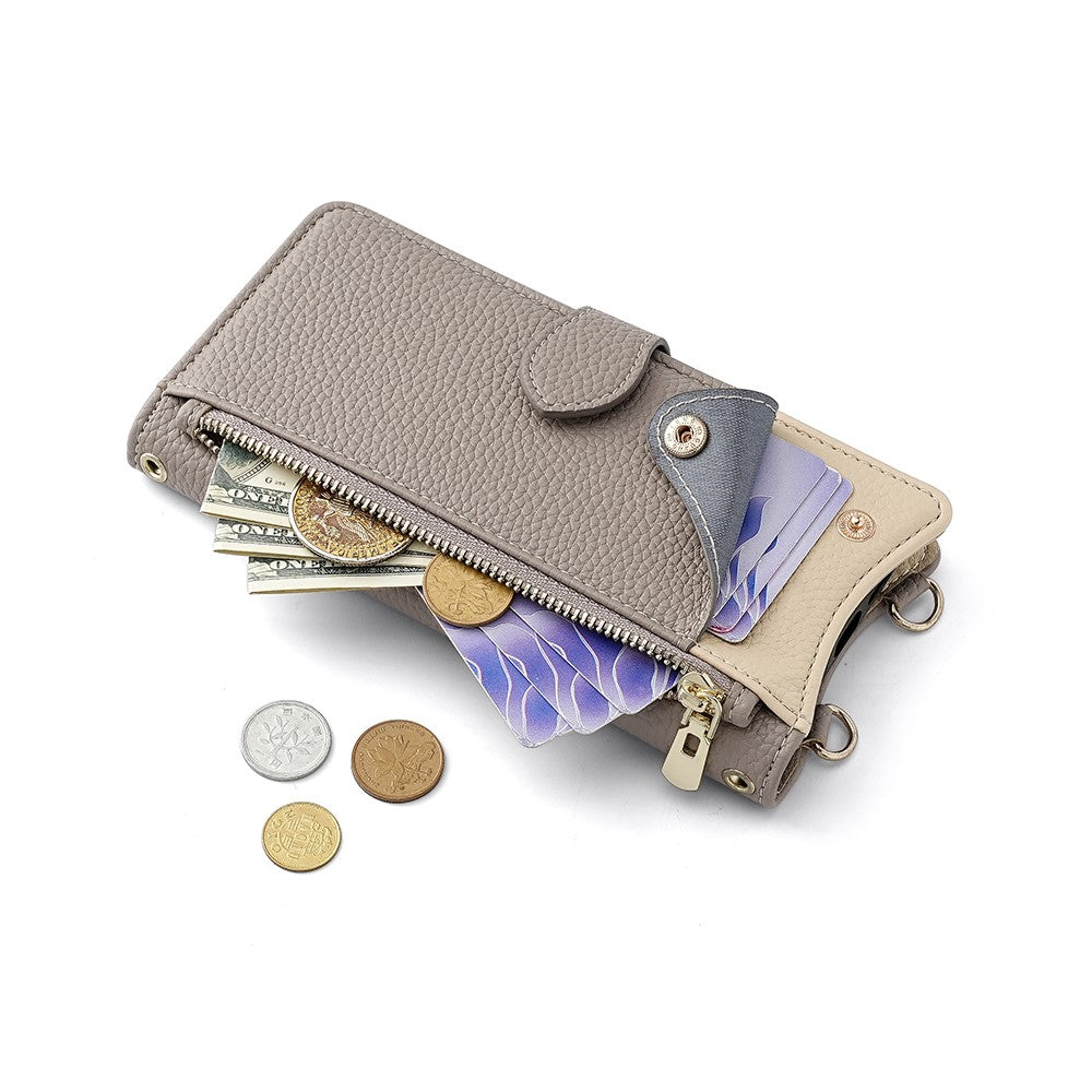 For Motorola Edge 70 5G Leather Case Wallet Stand Cover Irregular Tail Style with Chain Strap - Grey
