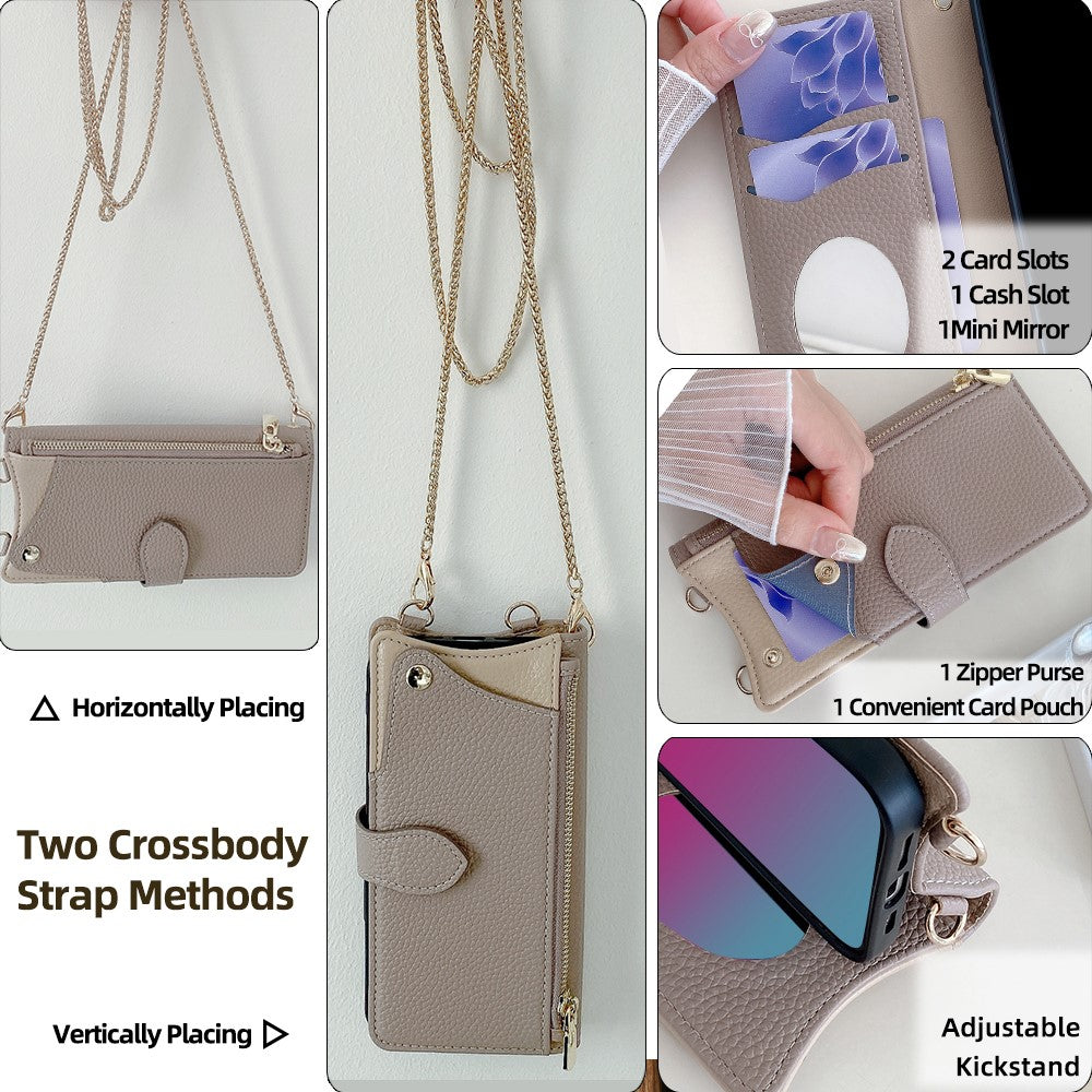 For Motorola Edge 70 5G Leather Case Wallet Stand Cover Irregular Tail Style with Chain Strap - Grey
