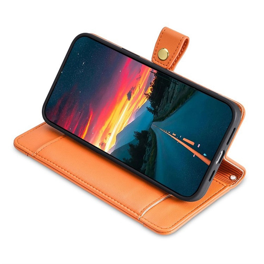 For Motorola Edge 70 5G Leather Case Zipper Pocket Wallet Phone Cover with 2 Straps - Orange