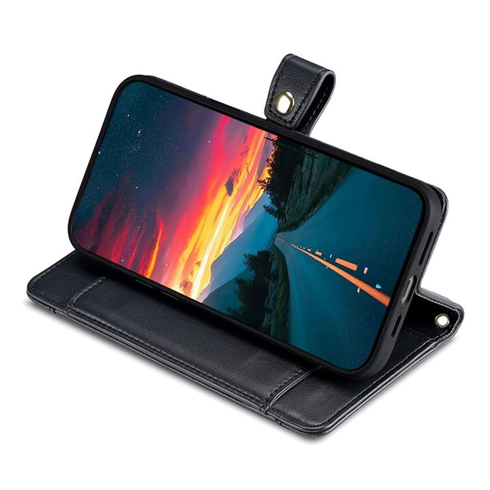 For Motorola Edge 70 5G Leather Case Zipper Pocket Wallet Phone Cover with 2 Straps - Black