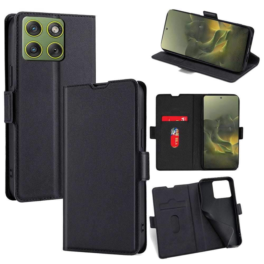 For Motorola Edge 70 5G Case Card Holder PU Leather Phone Cover - Black