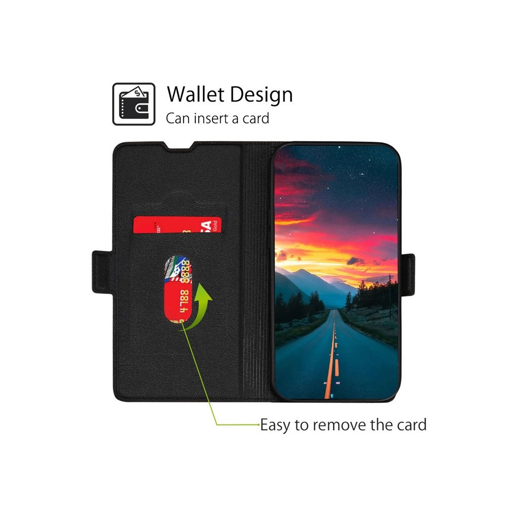 For Motorola Edge 70 5G Case Card Holder PU Leather Phone Cover - Black
