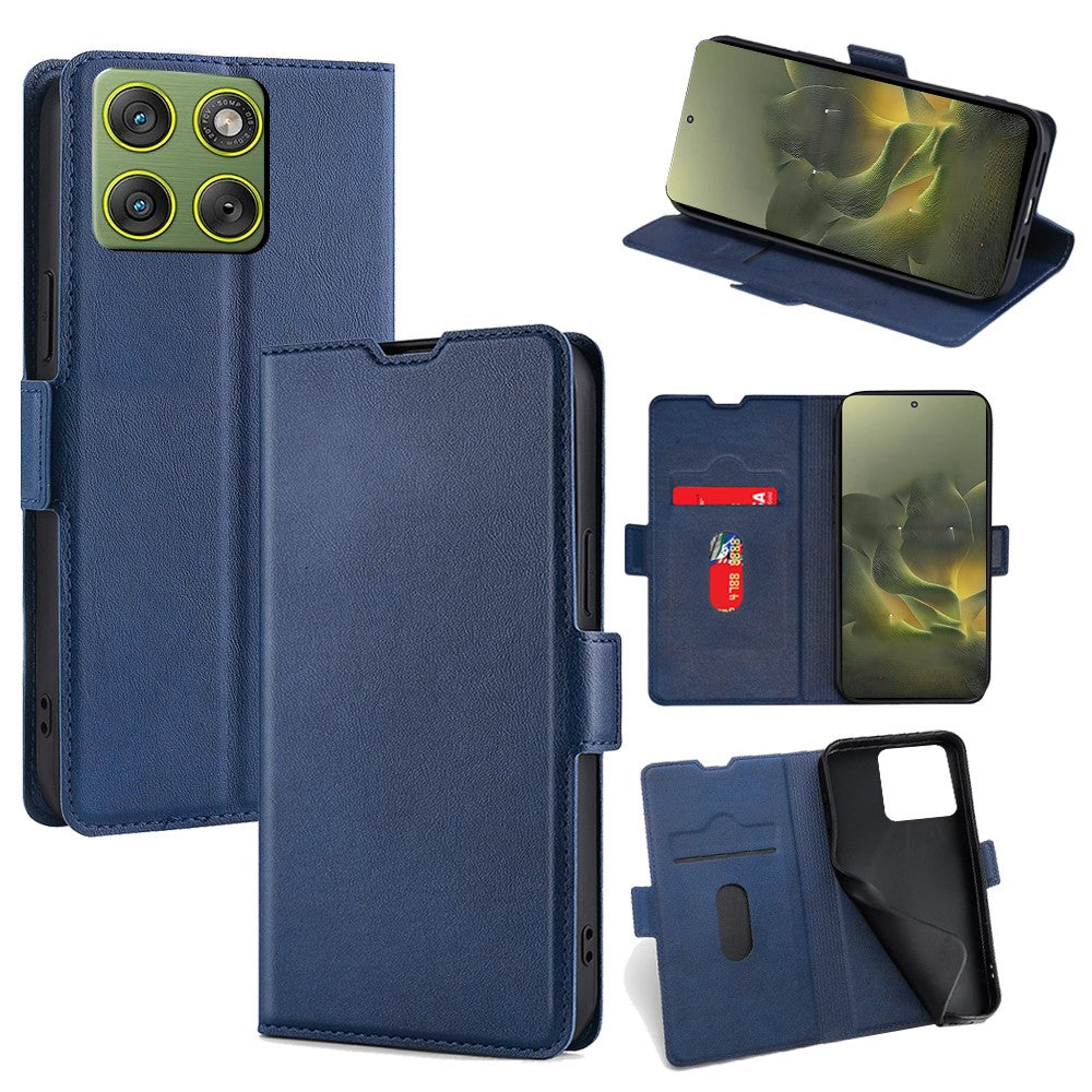 For Motorola Edge 70 5G Case Card Holder PU Leather Phone Cover - Blue