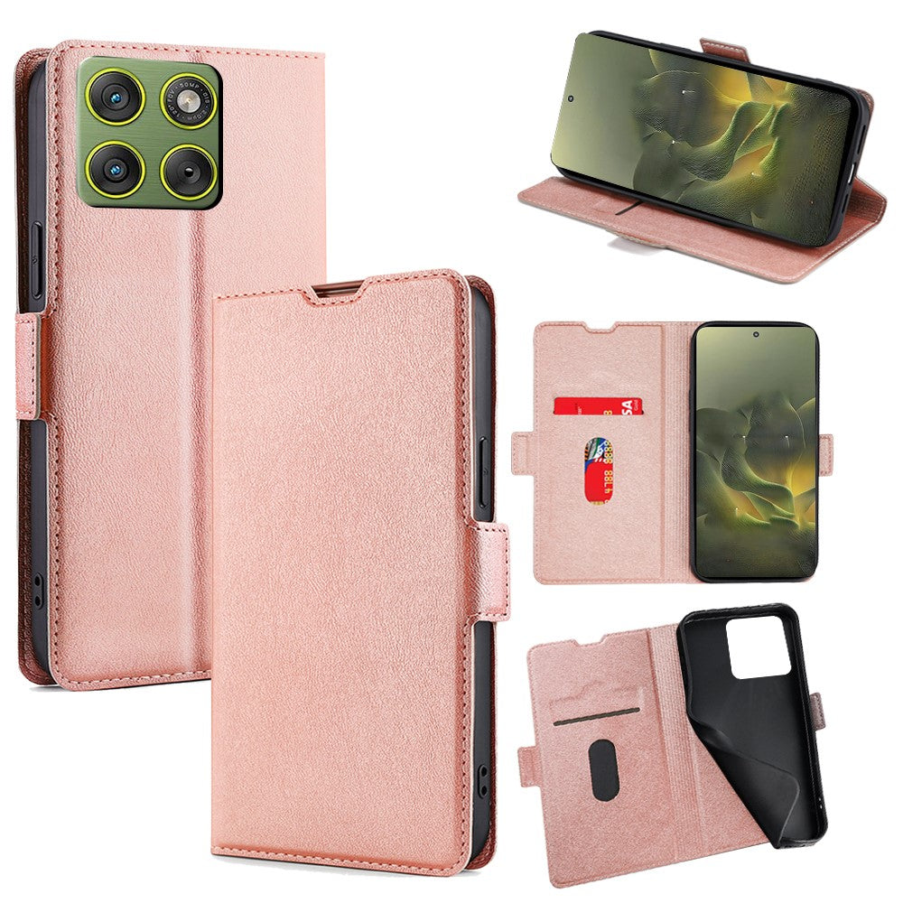 For Motorola Edge 70 5G Case Card Holder PU Leather Phone Cover - Rose Gold