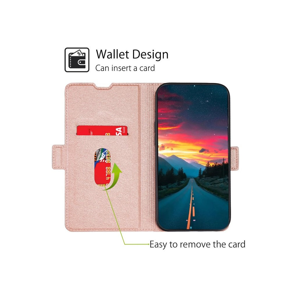 For Motorola Edge 70 5G Case Card Holder PU Leather Phone Cover - Rose Gold