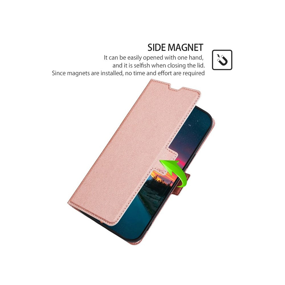 For Motorola Edge 70 5G Case Card Holder PU Leather Phone Cover - Rose Gold