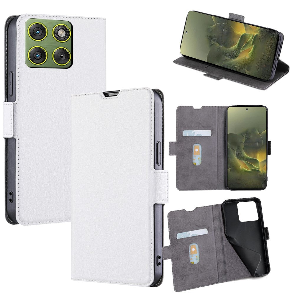 For Motorola Edge 70 5G Case Card Holder PU Leather Phone Cover - White