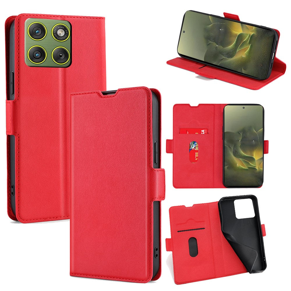 For Motorola Edge 70 5G Case Card Holder PU Leather Phone Cover - Red