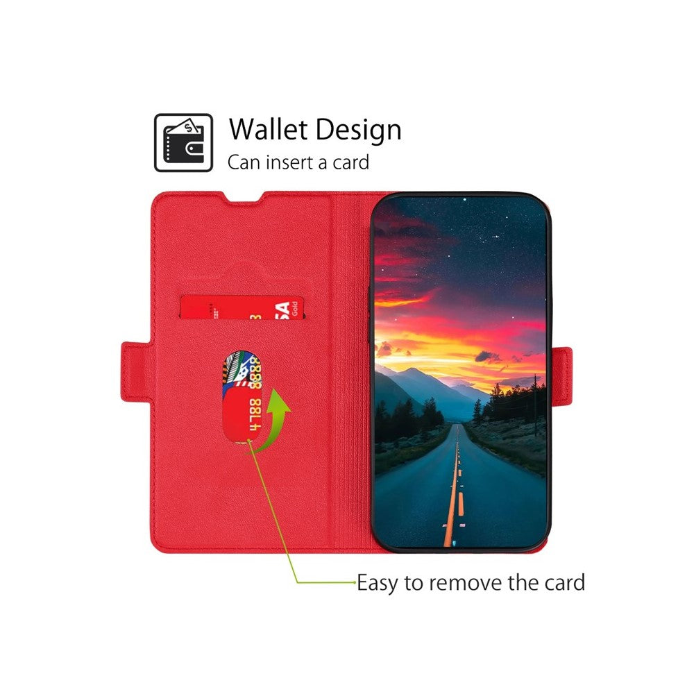 For Motorola Edge 70 5G Case Card Holder PU Leather Phone Cover - Red