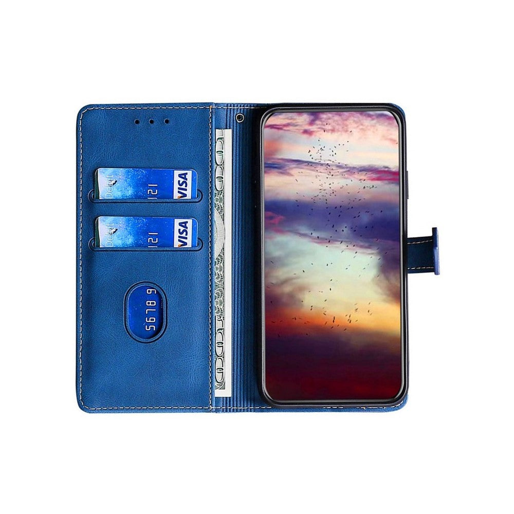 For Motorola Edge 70 5G Case Leather Wallet Phone Cover with Straw Hat Magnetic Clasp - Blue