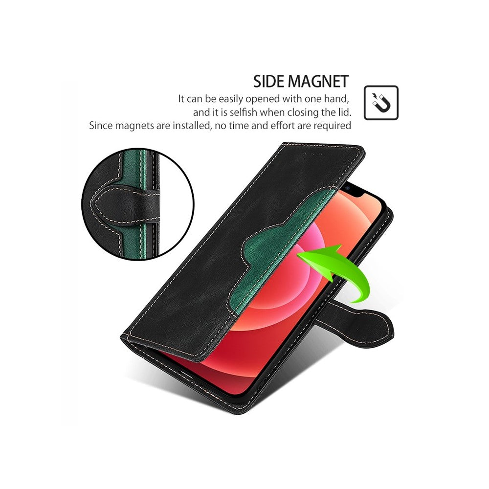 For Motorola Edge 70 5G Case Leather Wallet Phone Cover with Straw Hat Magnetic Clasp - Black