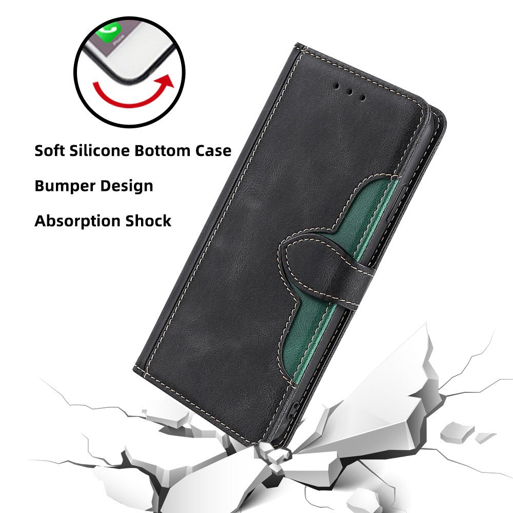 For Motorola Edge 70 5G Case Leather Wallet Phone Cover with Straw Hat Magnetic Clasp - Black