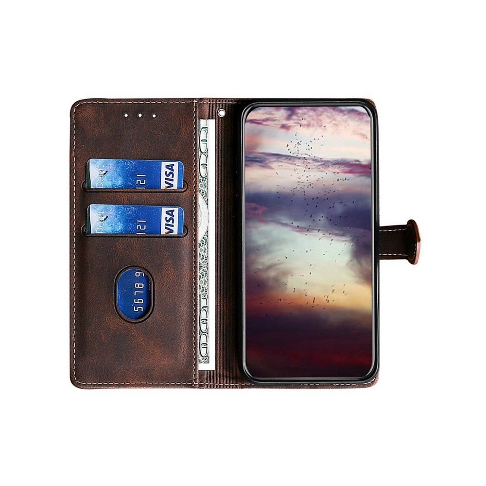 For Motorola Edge 70 5G Case Leather Wallet Phone Cover with Straw Hat Magnetic Clasp - Brown