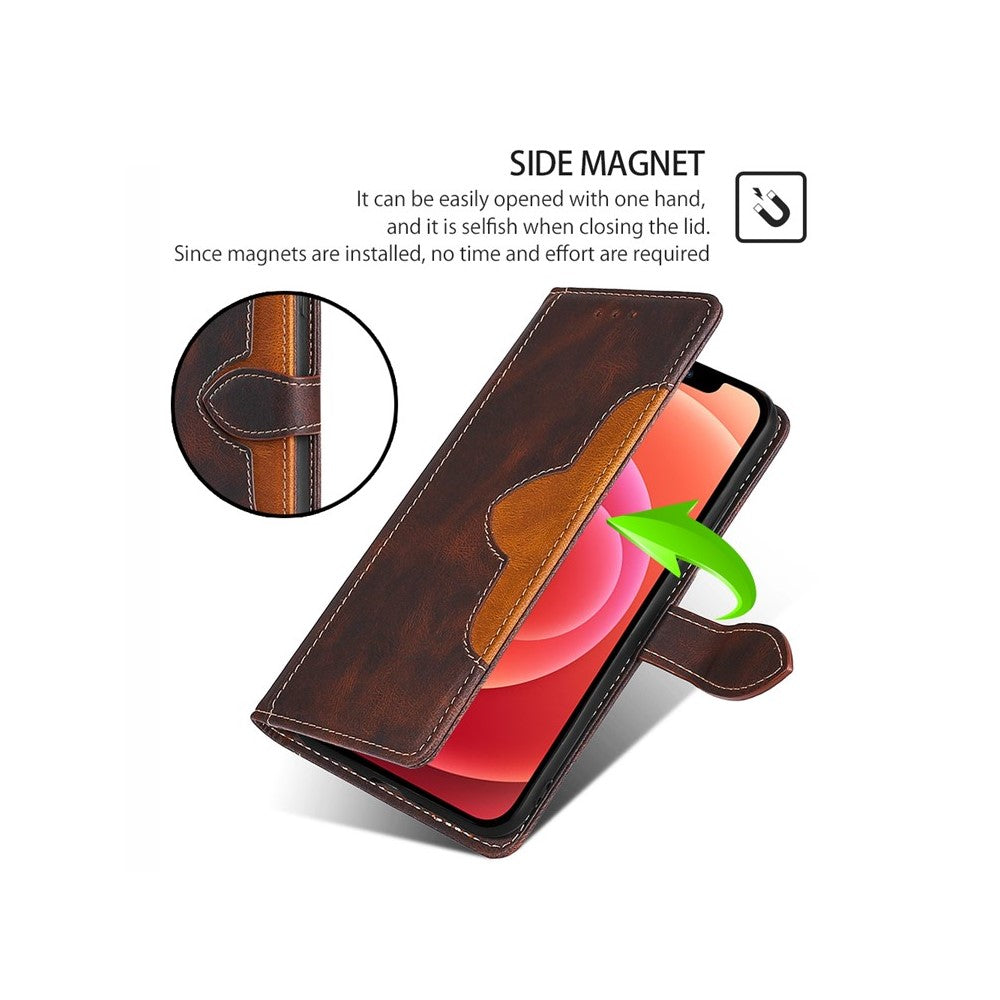 For Motorola Edge 70 5G Case Leather Wallet Phone Cover with Straw Hat Magnetic Clasp - Brown