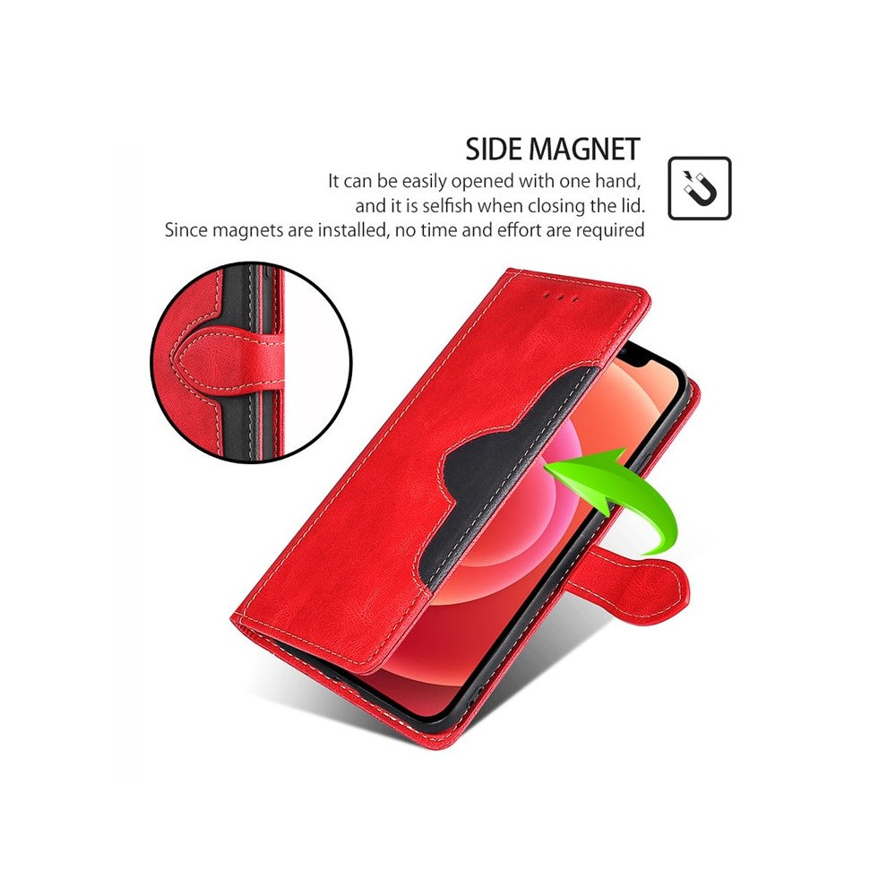 For Motorola Edge 70 5G Case Leather Wallet Phone Cover with Straw Hat Magnetic Clasp - Red