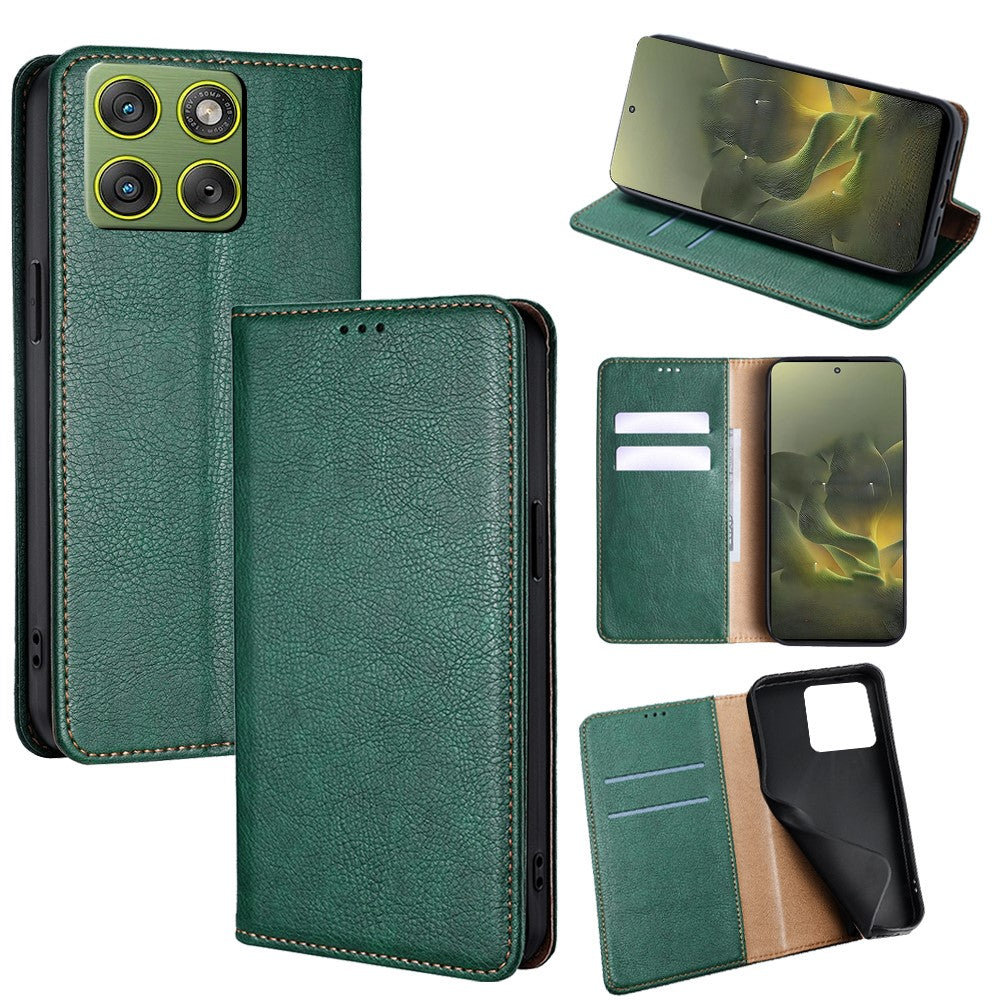 For Motorola Edge 70 5G Case Wallet PU Leather Magnetic Auto-Absorbed Phone Cover - Green