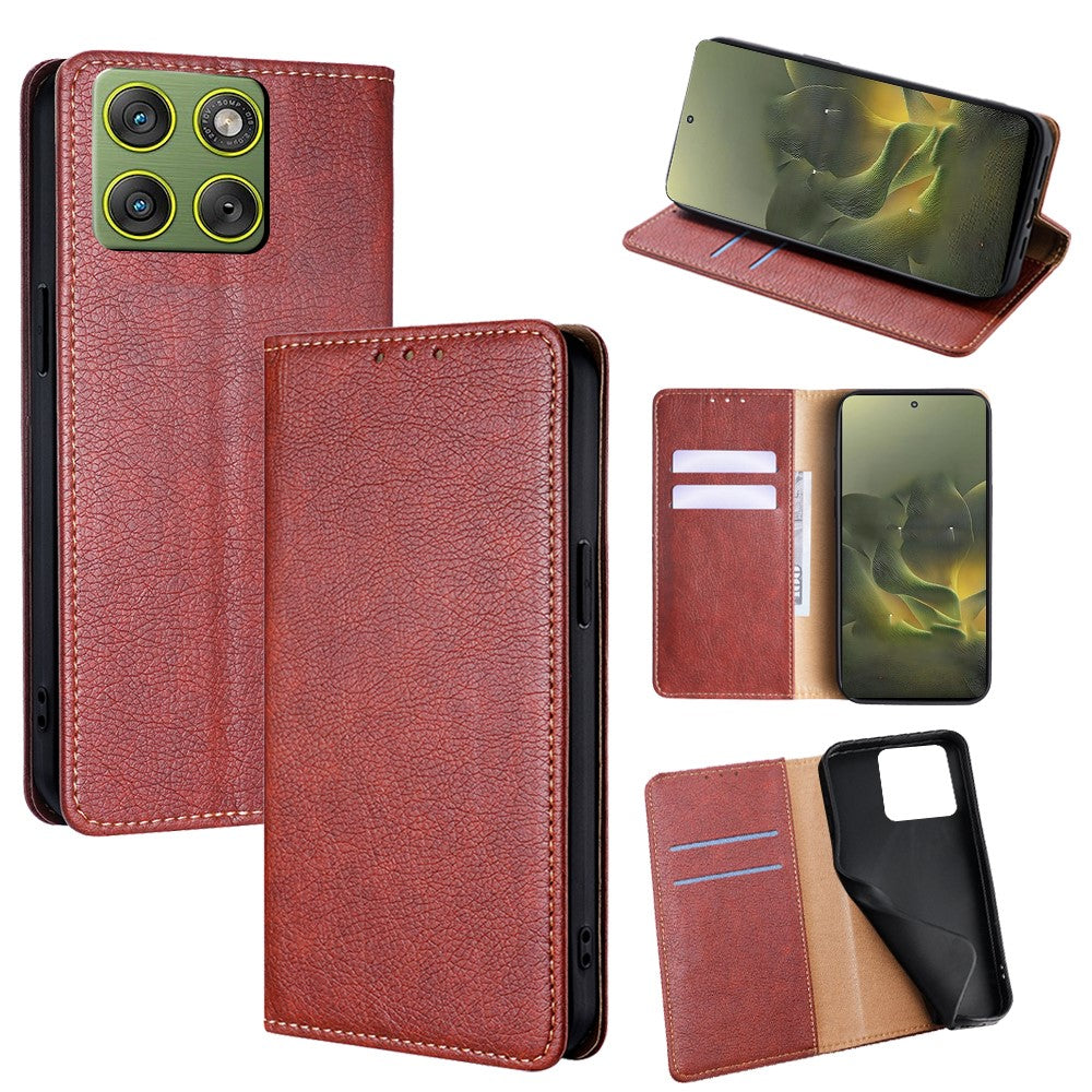 For Motorola Edge 70 5G Case Wallet PU Leather Magnetic Auto-Absorbed Phone Cover - Brown