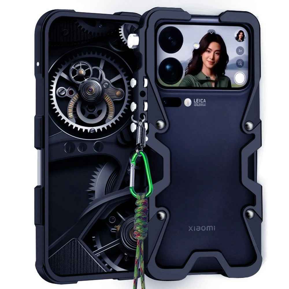 For Xiaomi 17 Pro Bumper Case Aluminium Alloy Metal Phone Shell Cover with Strap - Black
