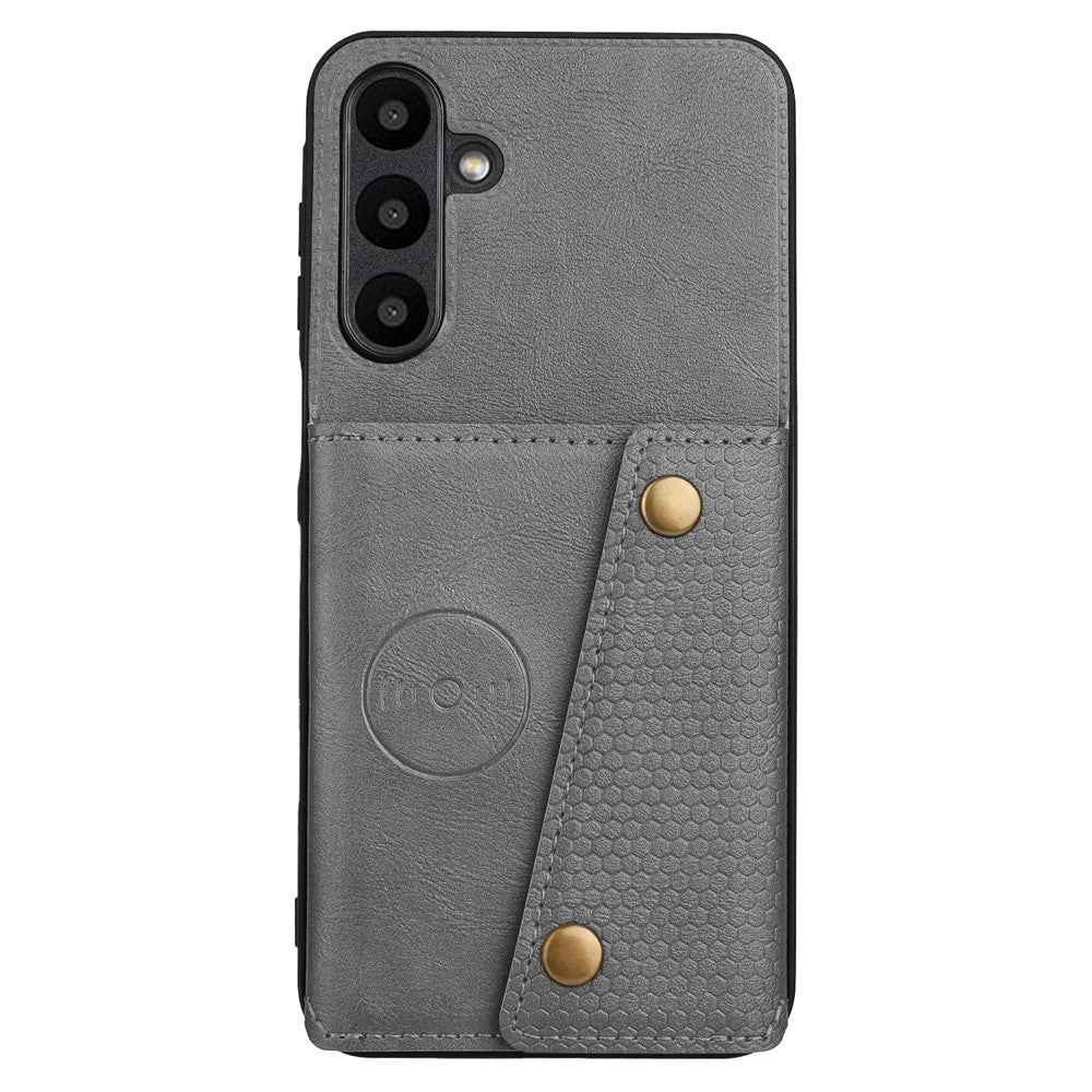For Samsung Galaxy A57 5G Case with Card Slots Kickstand Leather + TPU Phone Cover - Grey