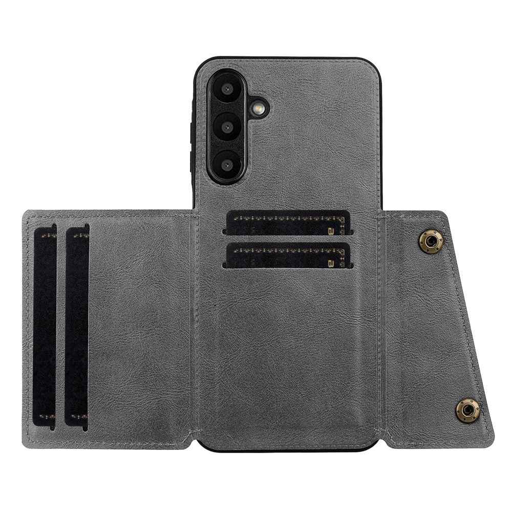 For Samsung Galaxy A57 5G Case with Card Slots Kickstand Leather + TPU Phone Cover - Grey
