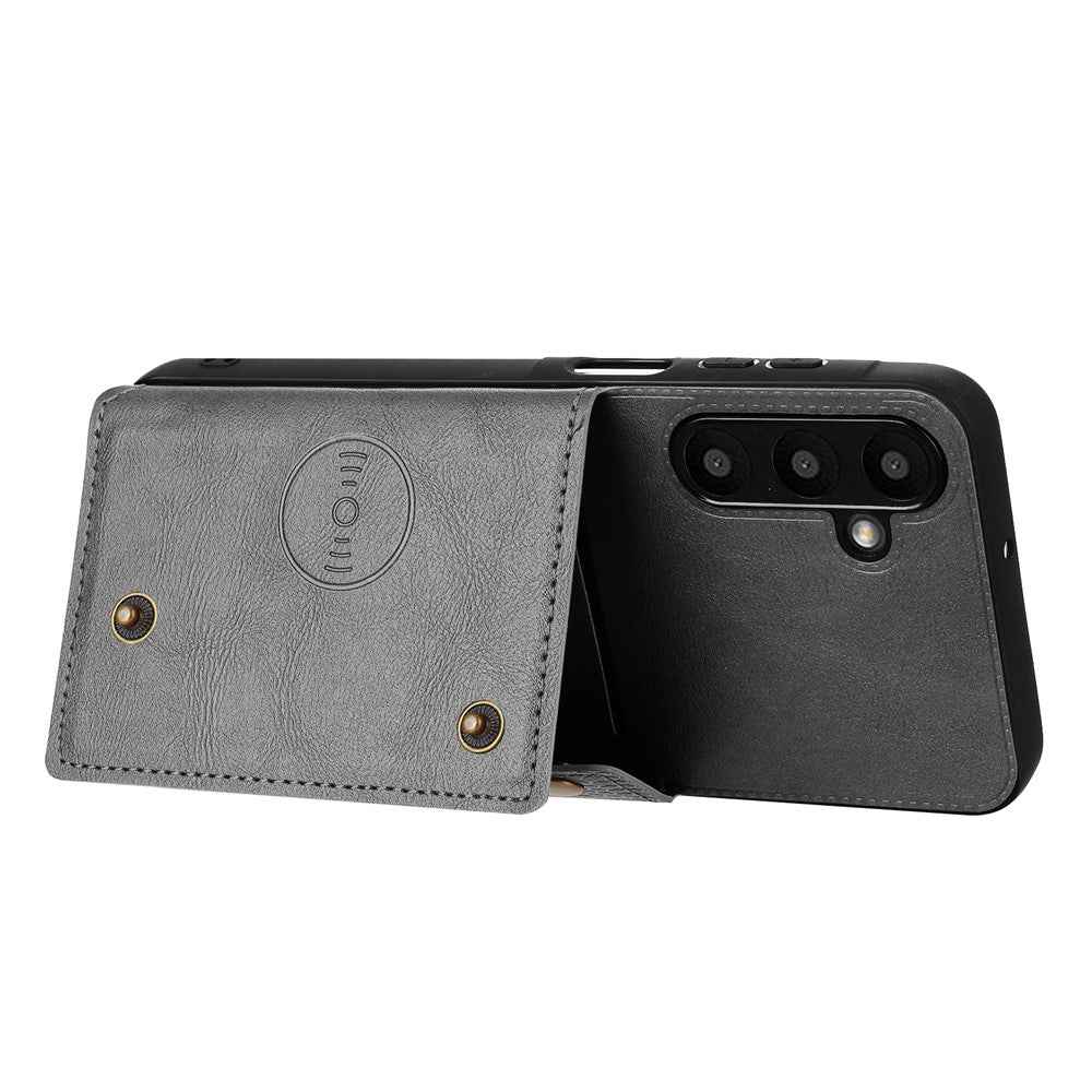 For Samsung Galaxy A57 5G Case with Card Slots Kickstand Leather + TPU Phone Cover - Grey