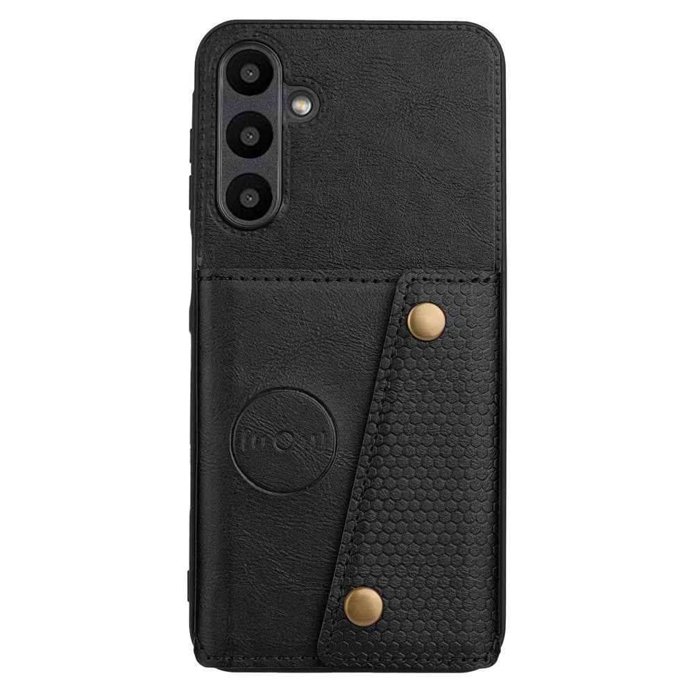For Samsung Galaxy A57 5G Case with Card Slots Kickstand Leather + TPU Phone Cover - Black