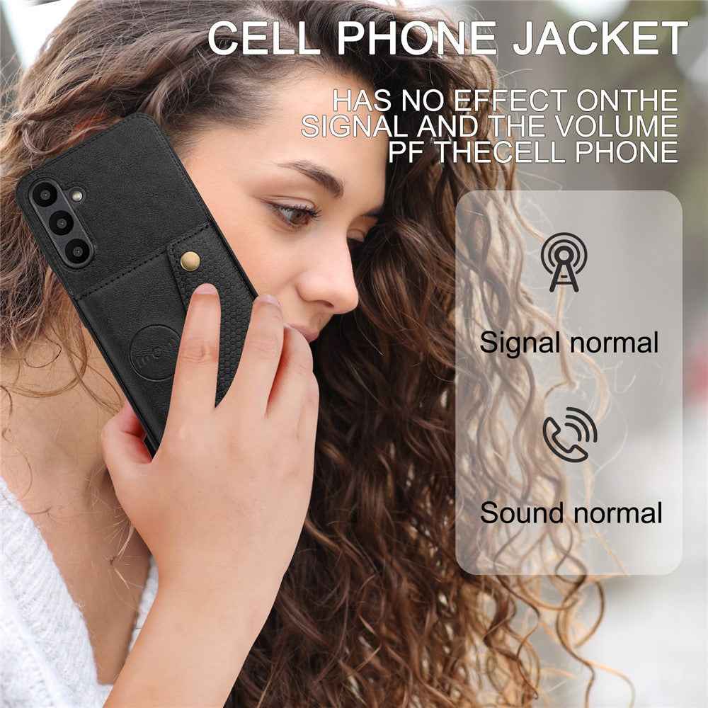 For Samsung Galaxy A57 5G Case with Card Slots Kickstand Leather + TPU Phone Cover - Black