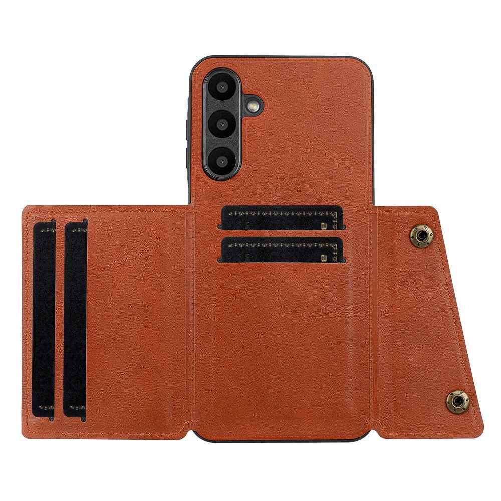 For Samsung Galaxy A57 5G Case with Card Slots Kickstand Leather + TPU Phone Cover - Brown