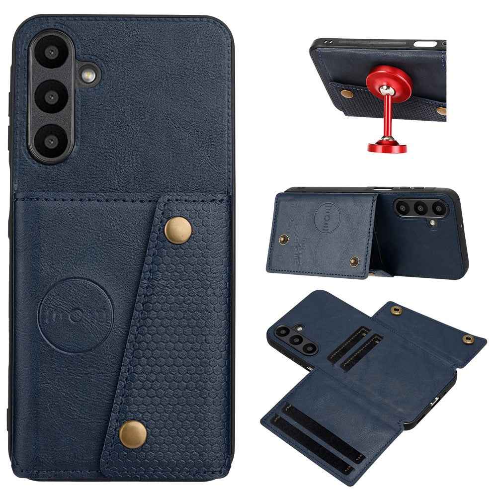 For Samsung Galaxy A57 5G Case with Card Slots Kickstand Leather + TPU Phone Cover - Blue