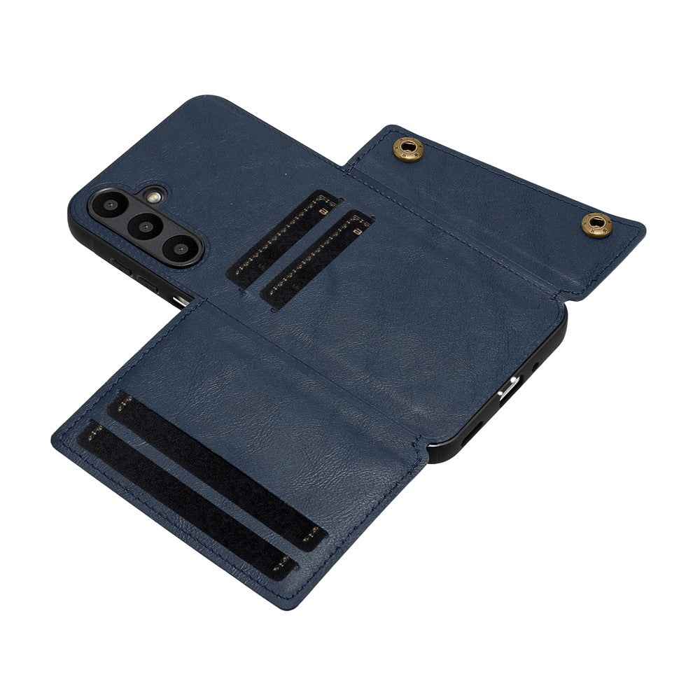 For Samsung Galaxy A57 5G Case with Card Slots Kickstand Leather + TPU Phone Cover - Blue