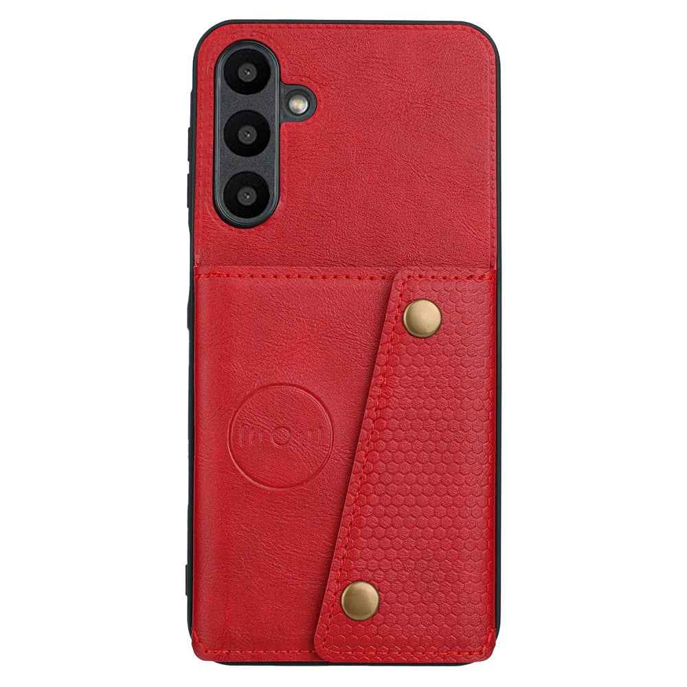 For Samsung Galaxy A57 5G Case with Card Slots Kickstand Leather + TPU Phone Cover - Red