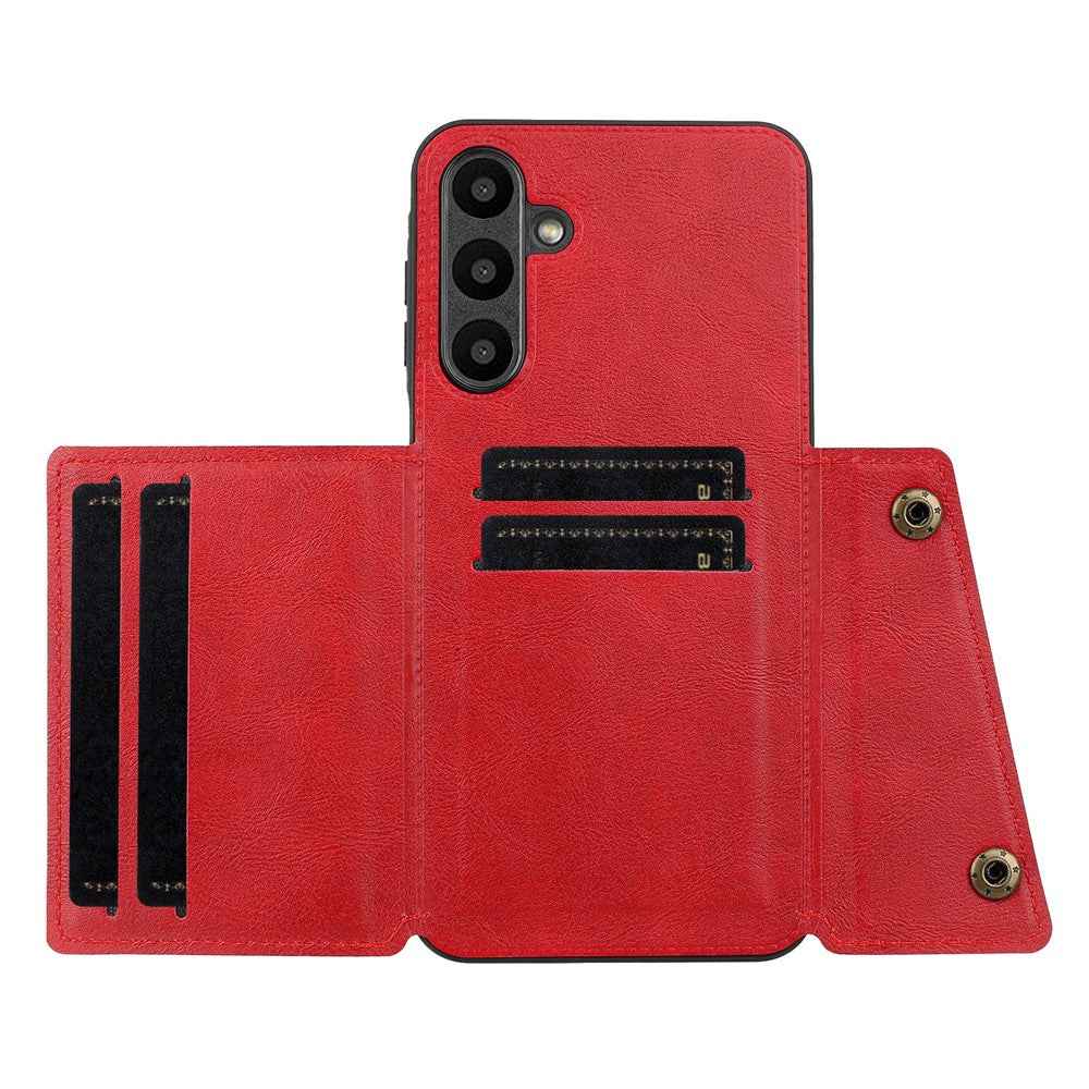 For Samsung Galaxy A57 5G Case with Card Slots Kickstand Leather + TPU Phone Cover - Red