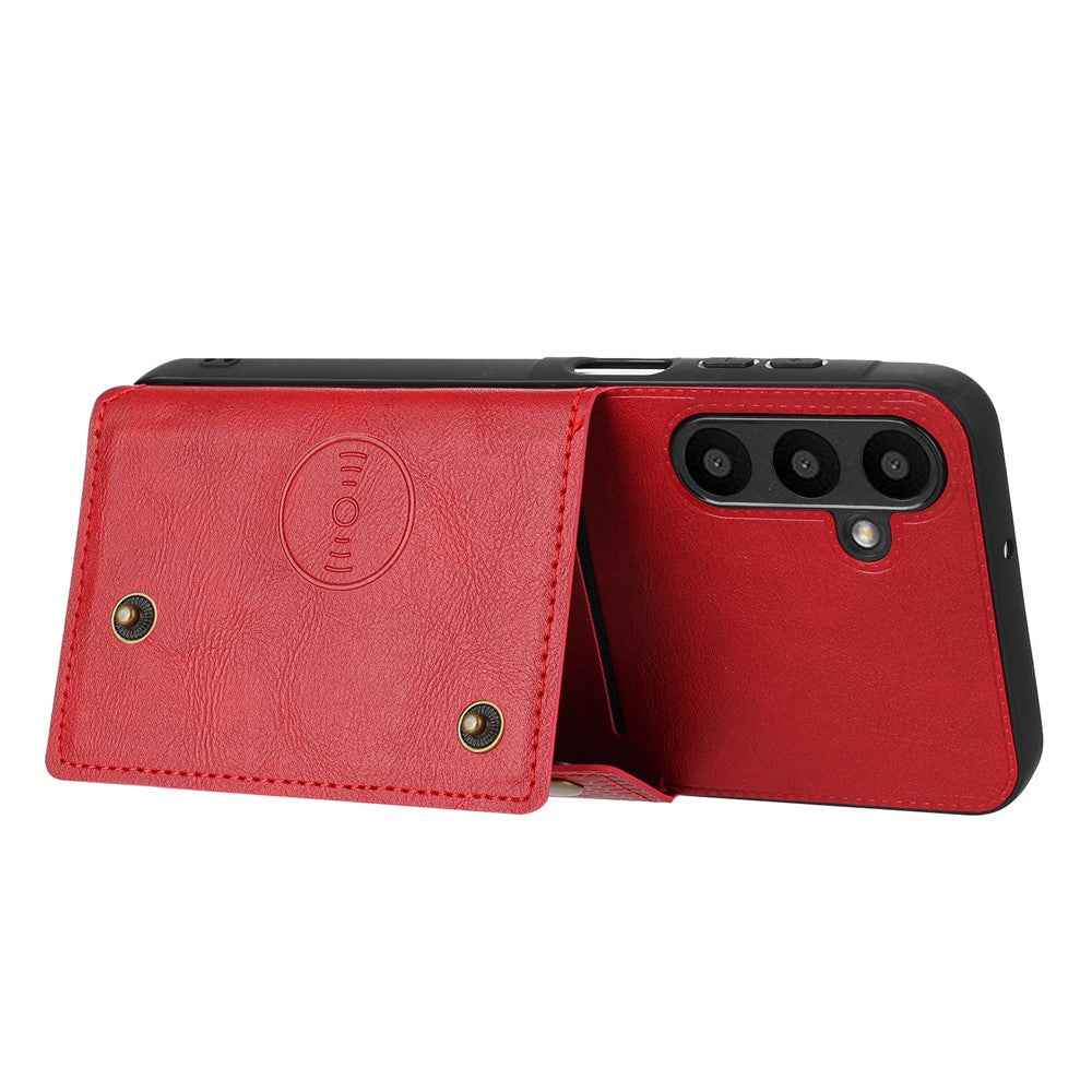 For Samsung Galaxy A57 5G Case with Card Slots Kickstand Leather + TPU Phone Cover - Red