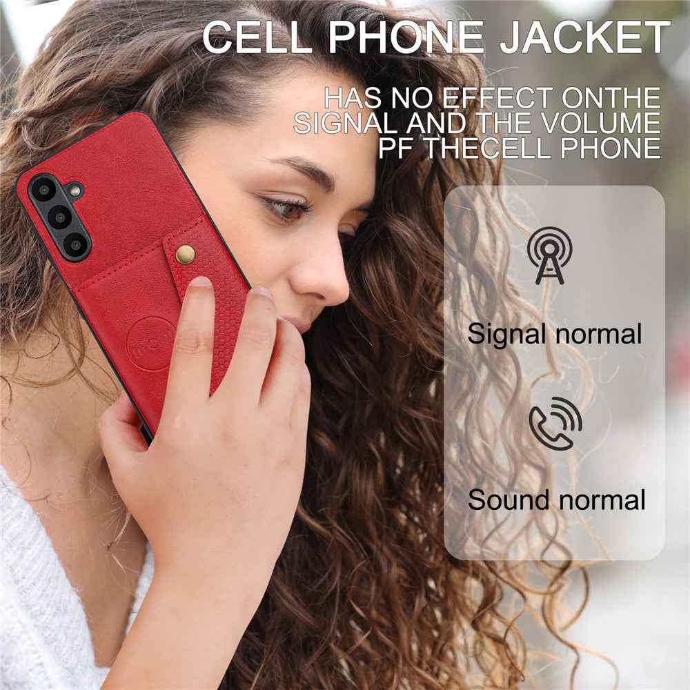 For Samsung Galaxy A57 5G Case with Card Slots Kickstand Leather + TPU Phone Cover - Red