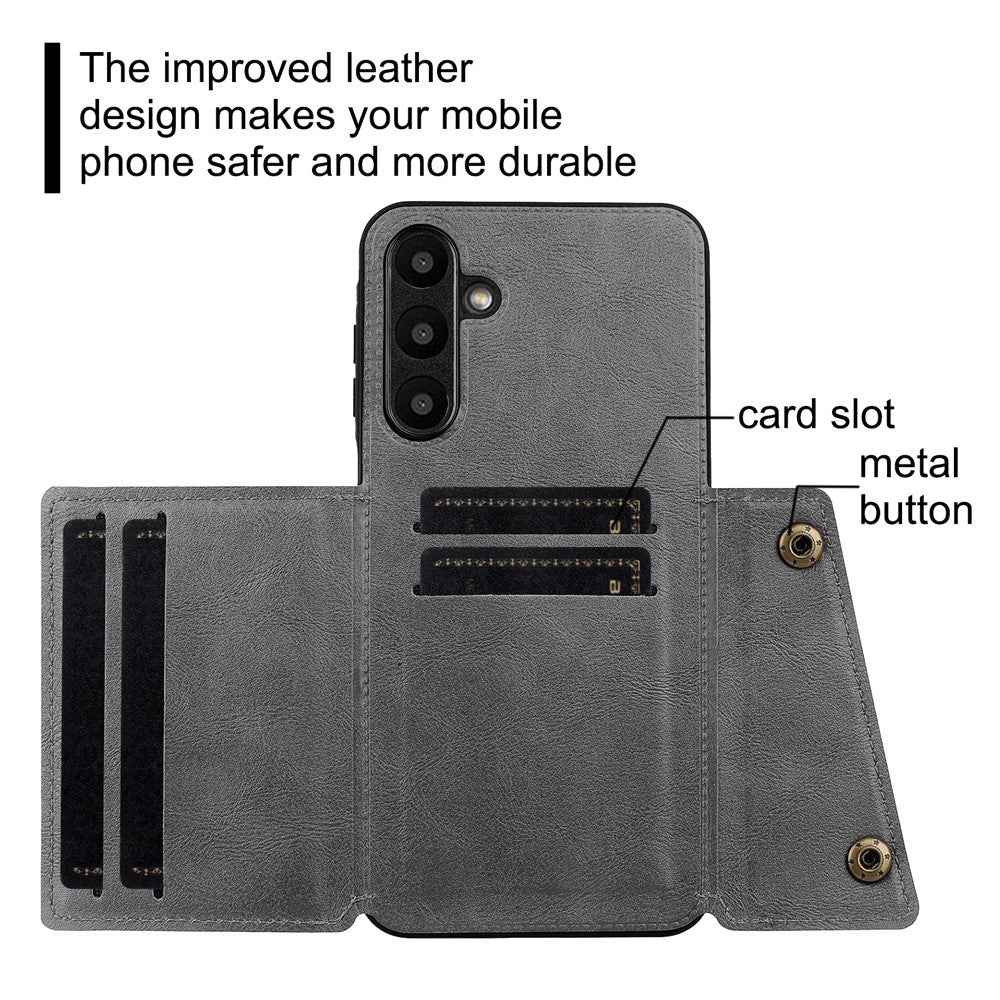 For Samsung Galaxy A57 5G Case with Card Slots Kickstand Leather + TPU Phone Cover - Red