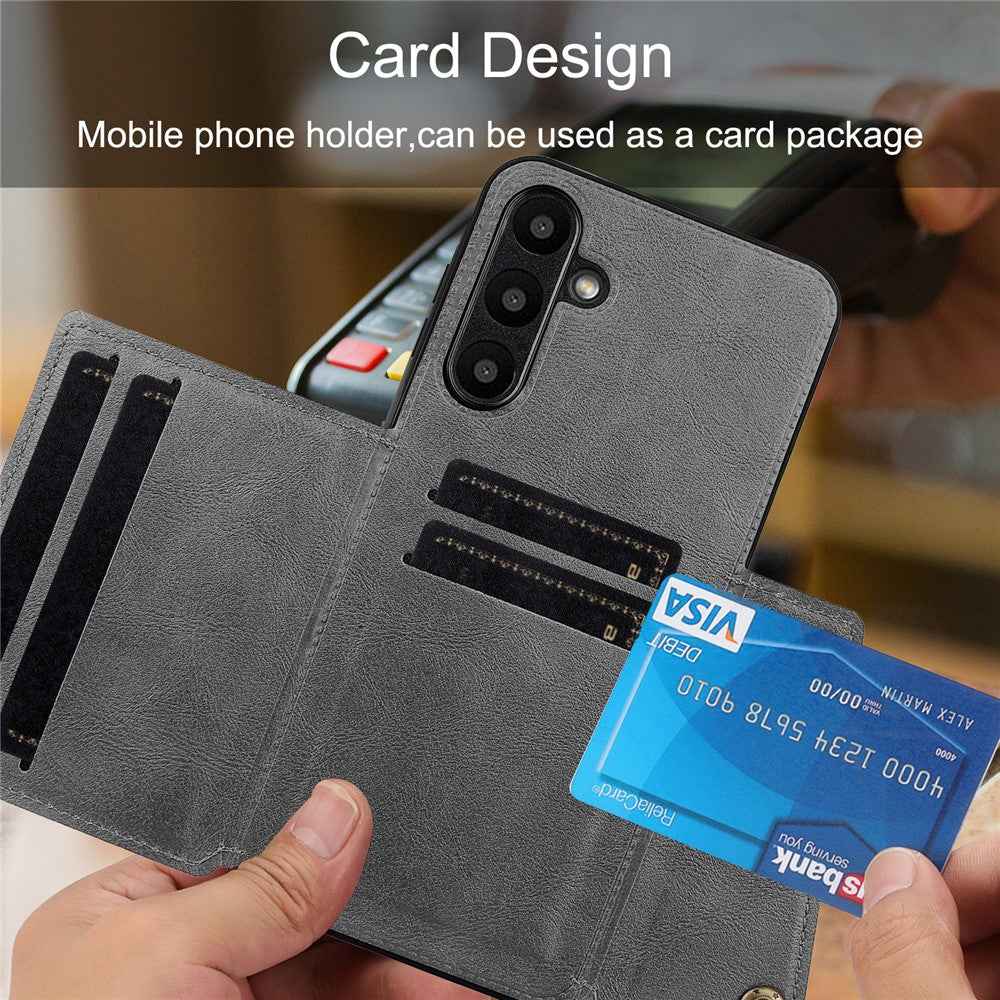 For Samsung Galaxy A57 5G Case with Card Slots Kickstand Leather + TPU Phone Cover - Red