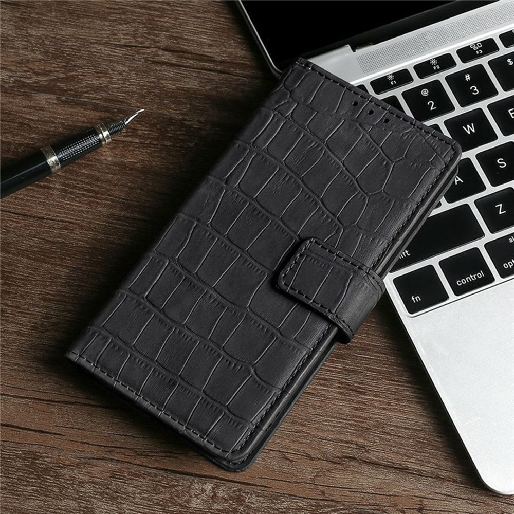 For Motorola Edge 70 5G Case Crocodile Texture PU Leather Phone Cover - Black
