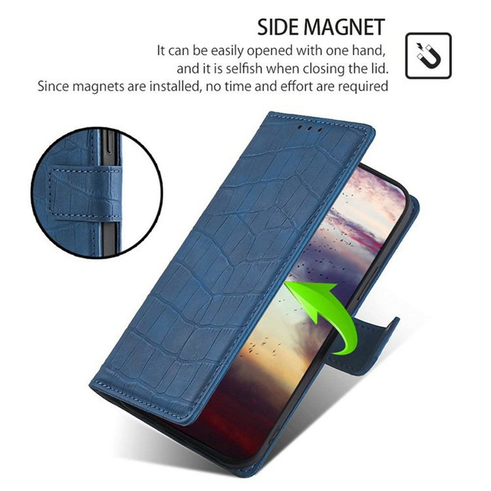 For Motorola Edge 70 5G Case Crocodile Texture PU Leather Phone Cover - Blue