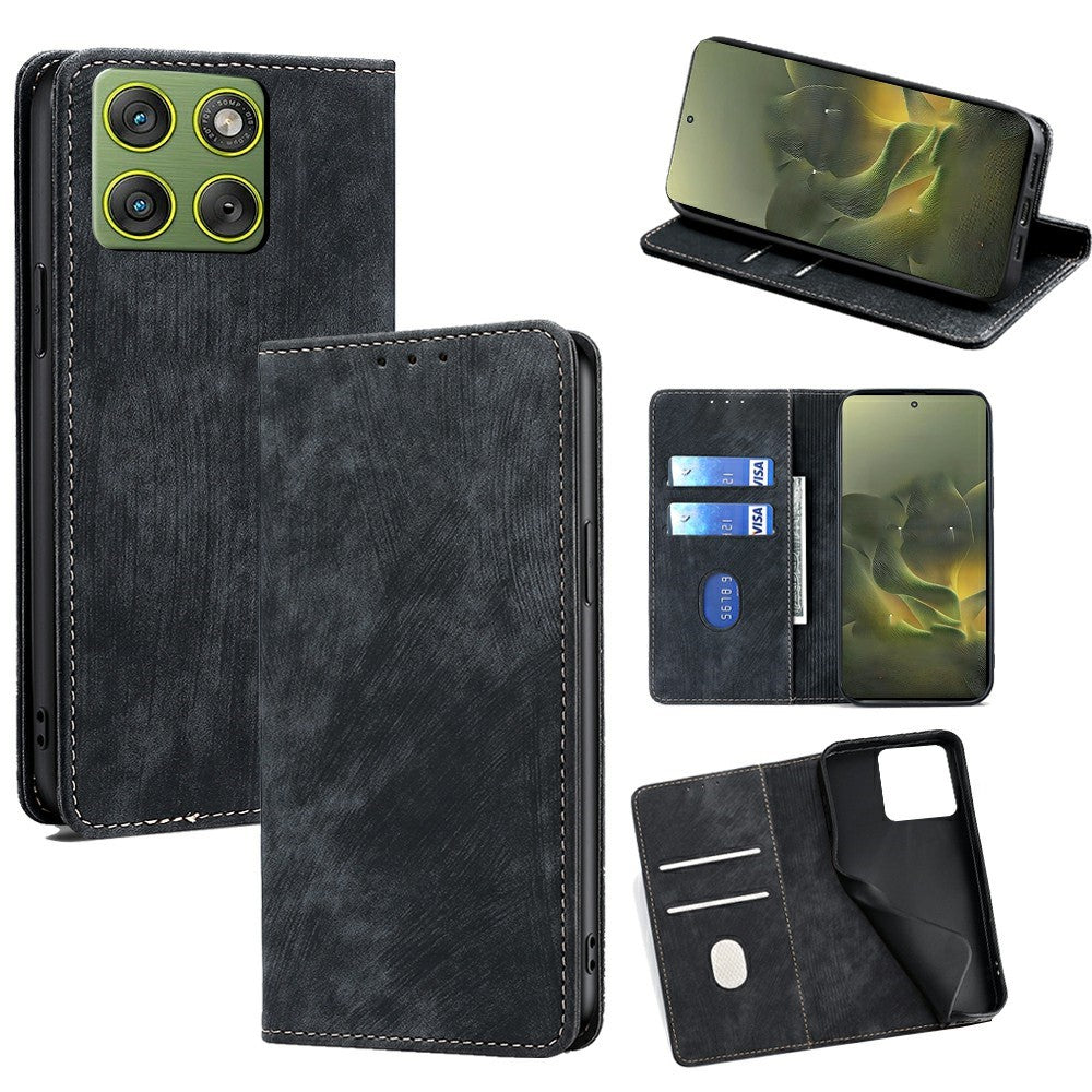For Motorola Edge 70 5G Case RFID Blocking Wallet Foldable Stand Leather Phone Cover - Black