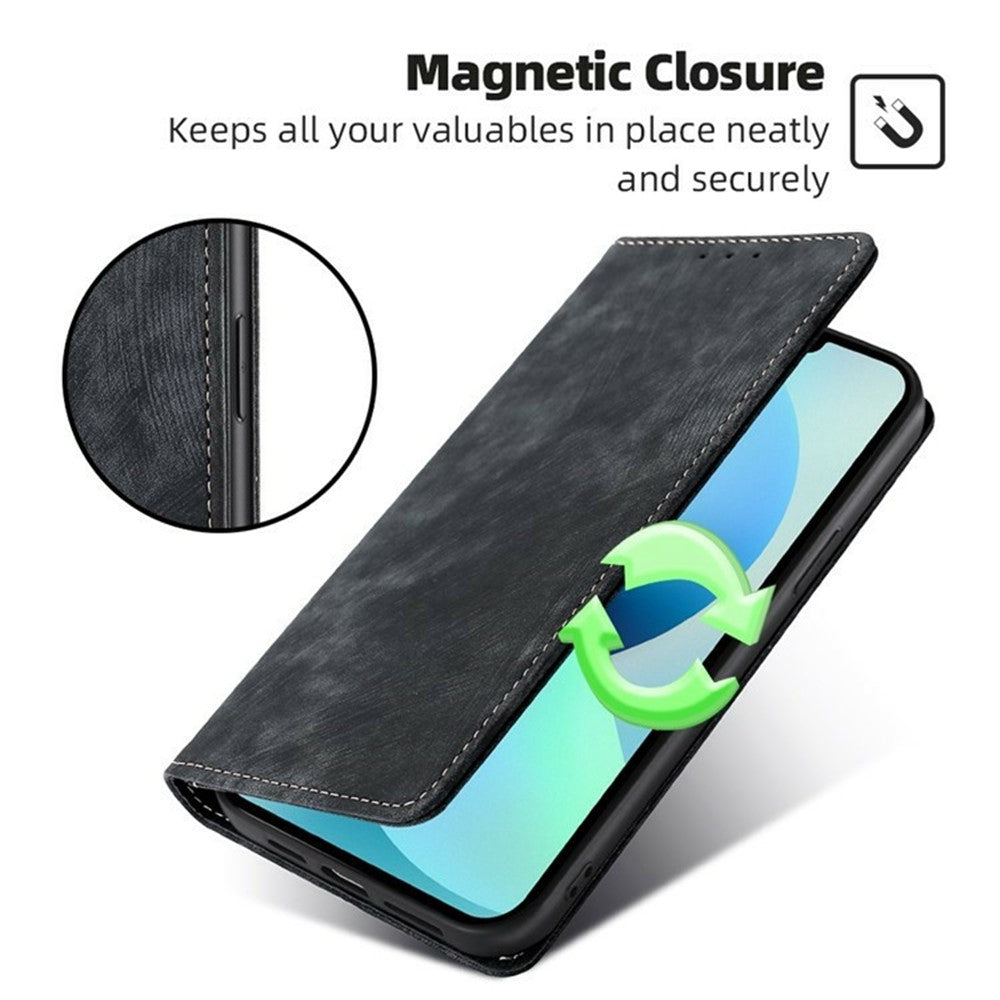 For Motorola Edge 70 5G Case RFID Blocking Wallet Foldable Stand Leather Phone Cover - Black