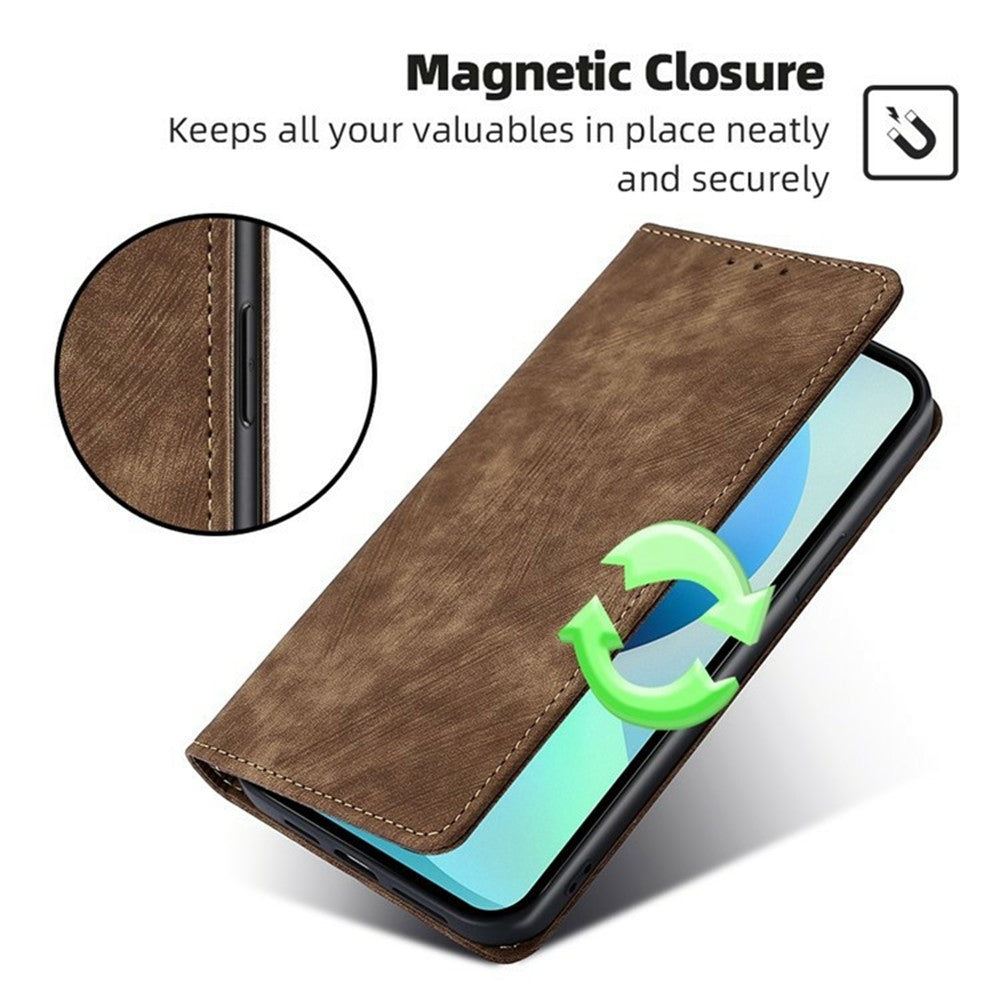 For Motorola Edge 70 5G Case RFID Blocking Wallet Foldable Stand Leather Phone Cover - Brown