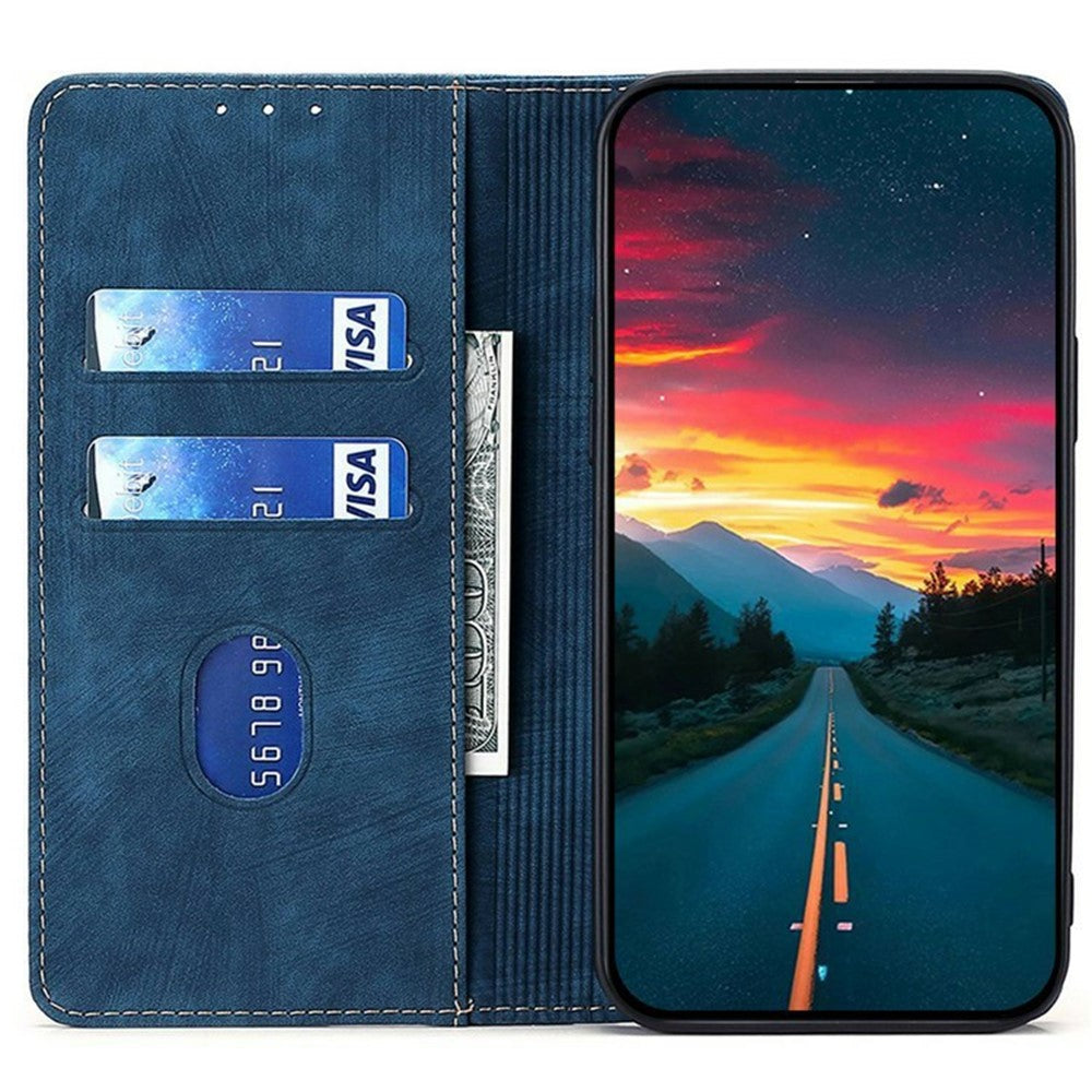 For Motorola Edge 70 5G Case RFID Blocking Wallet Foldable Stand Leather Phone Cover - Blue
