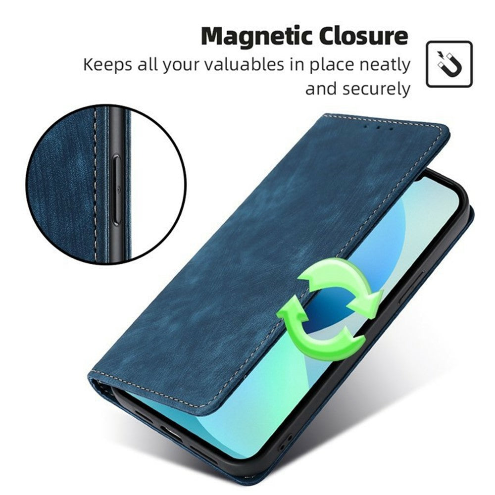 For Motorola Edge 70 5G Case RFID Blocking Wallet Foldable Stand Leather Phone Cover - Blue